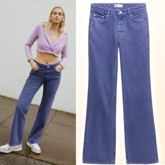 NWT ZARA Mid-Rise Bootcut Jean Sz 0 Regular Length Blue Washed - Picture 1 of 9
